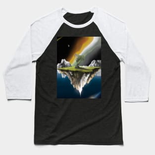 Flying Island Outer Space Baseball T-Shirt